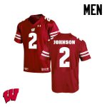 Men's Wisconsin Badgers NCAA #2 Patrick Johnson Red Authentic Under Armour Stitched College Football Jersey WB31O05WF